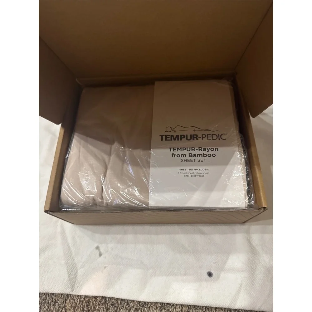 Tempur-Pedic Rayon from Bamboo Sheet Set Twin 3-Piece Sand Tan Bedding NEW